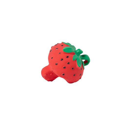 Oli&Carol mini bijtring Sweety the Strawberry, vorm van een aardbei