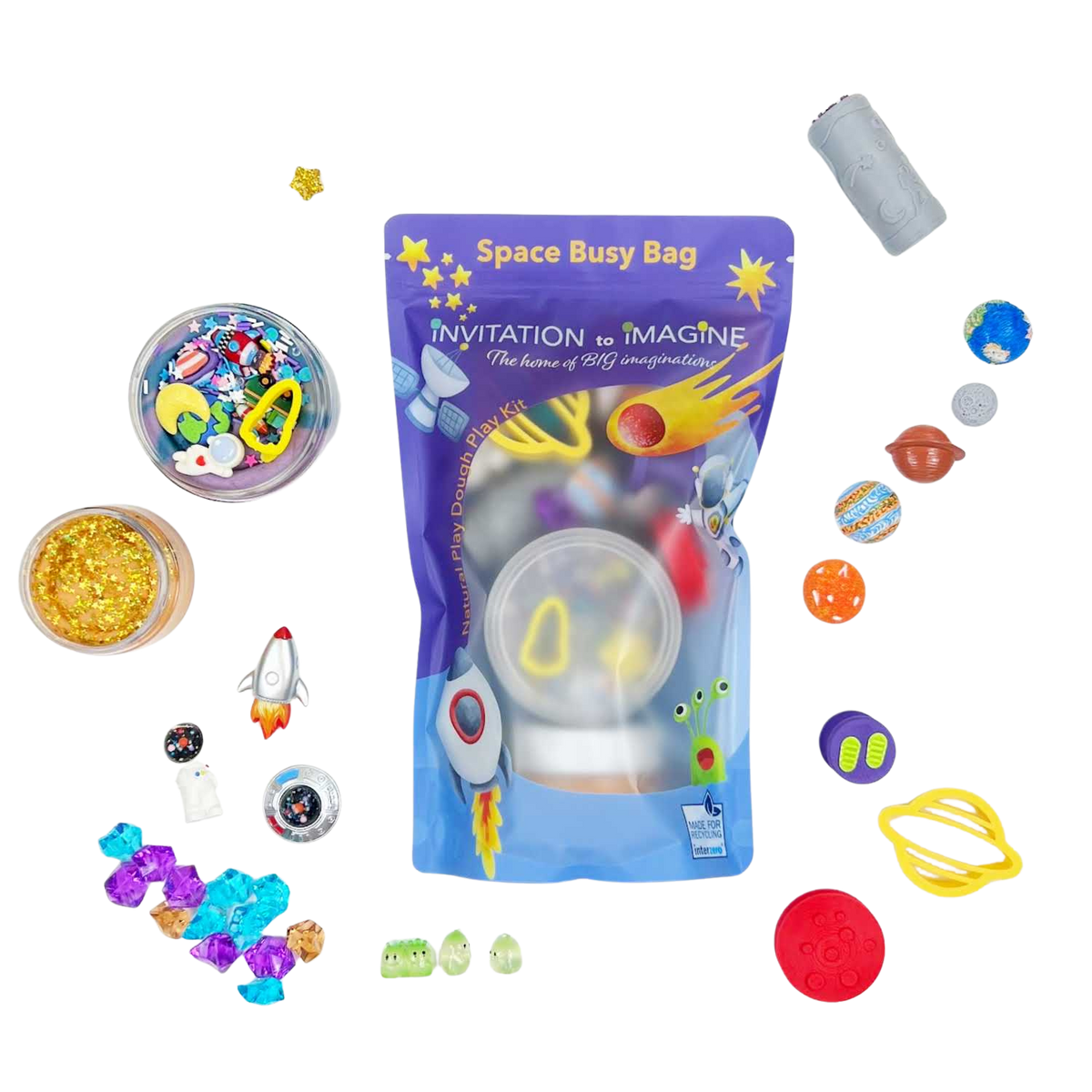 Space Busy Bag van Invitation to Imagine, verpakking met ruimte-accessoires