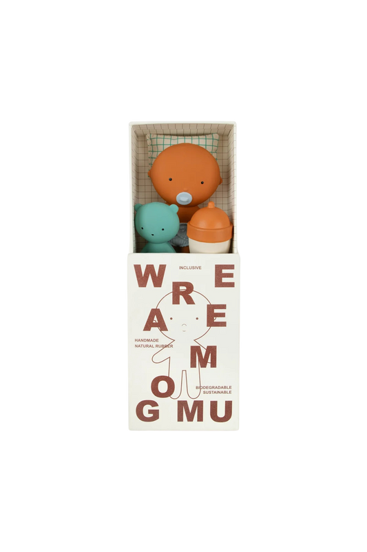 Pocket speelset met babypopje en beertje in doos | Gommu