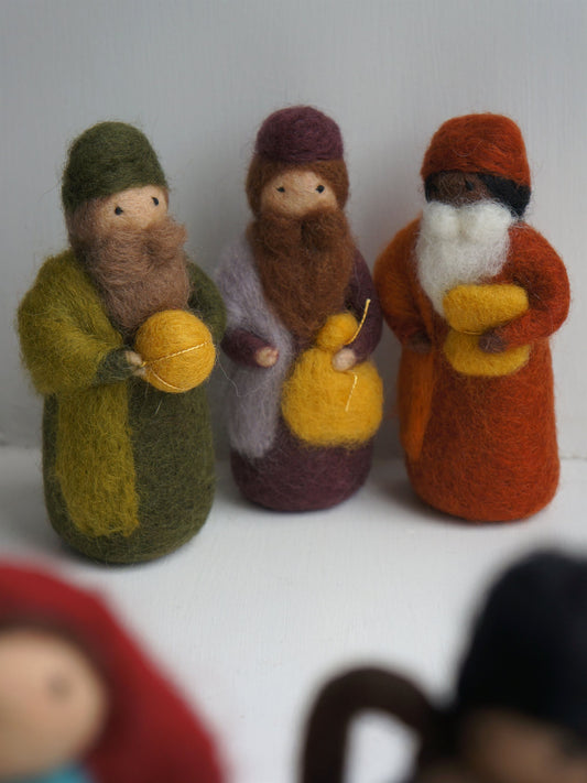 Kerstfiguren, wolvilt 7-delig | Gamcha
