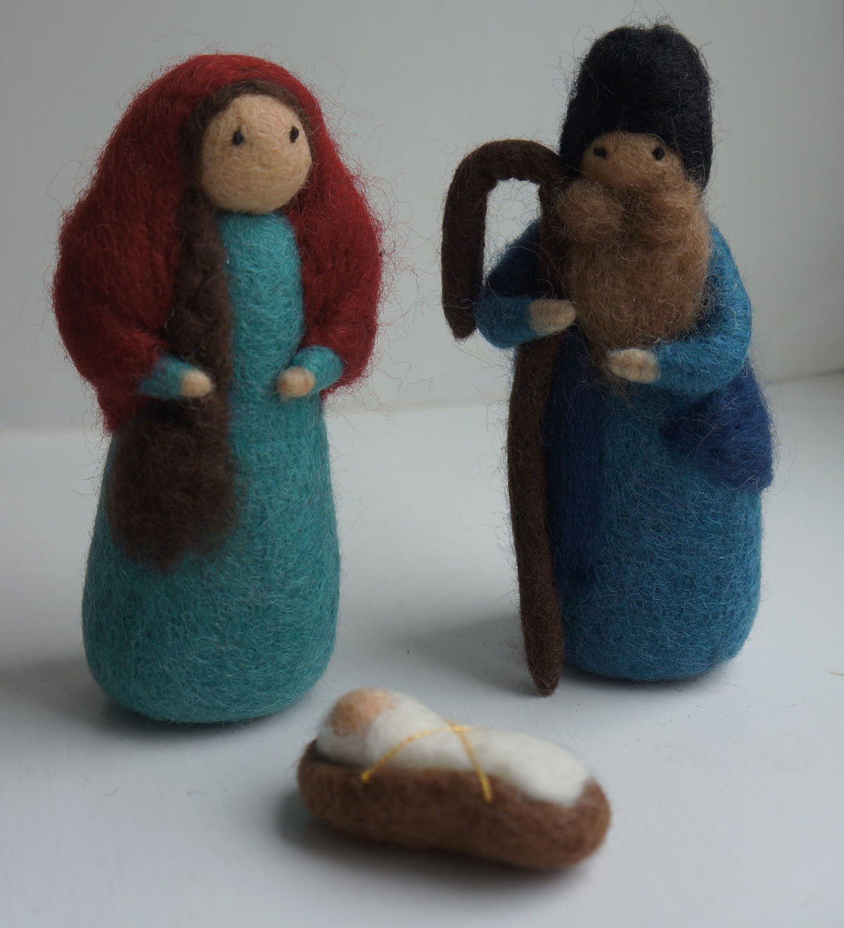 Kerstfiguren, wolvilt 7-delig | Gamcha