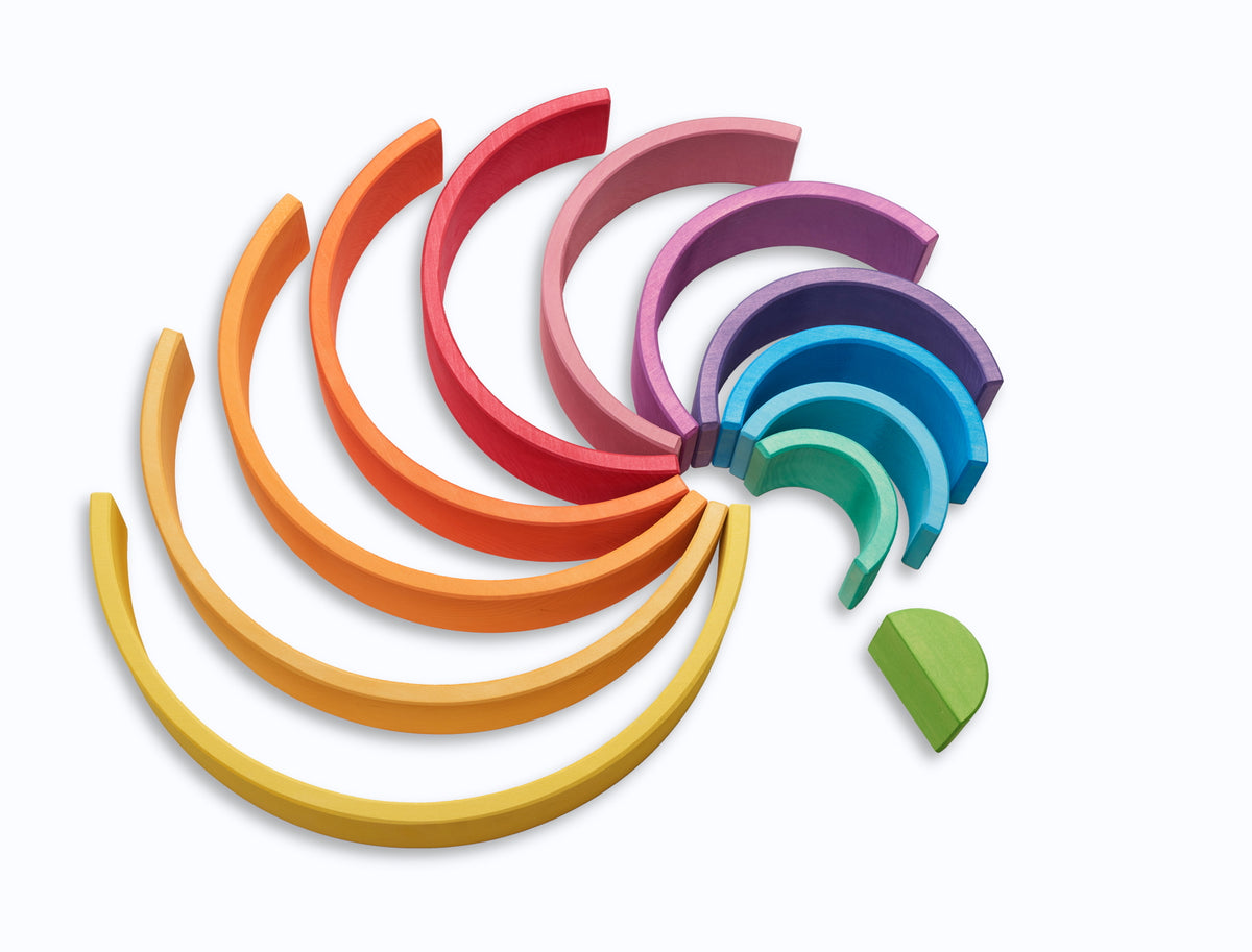 Grote houten regenboog geel 12-delig, Ocamora