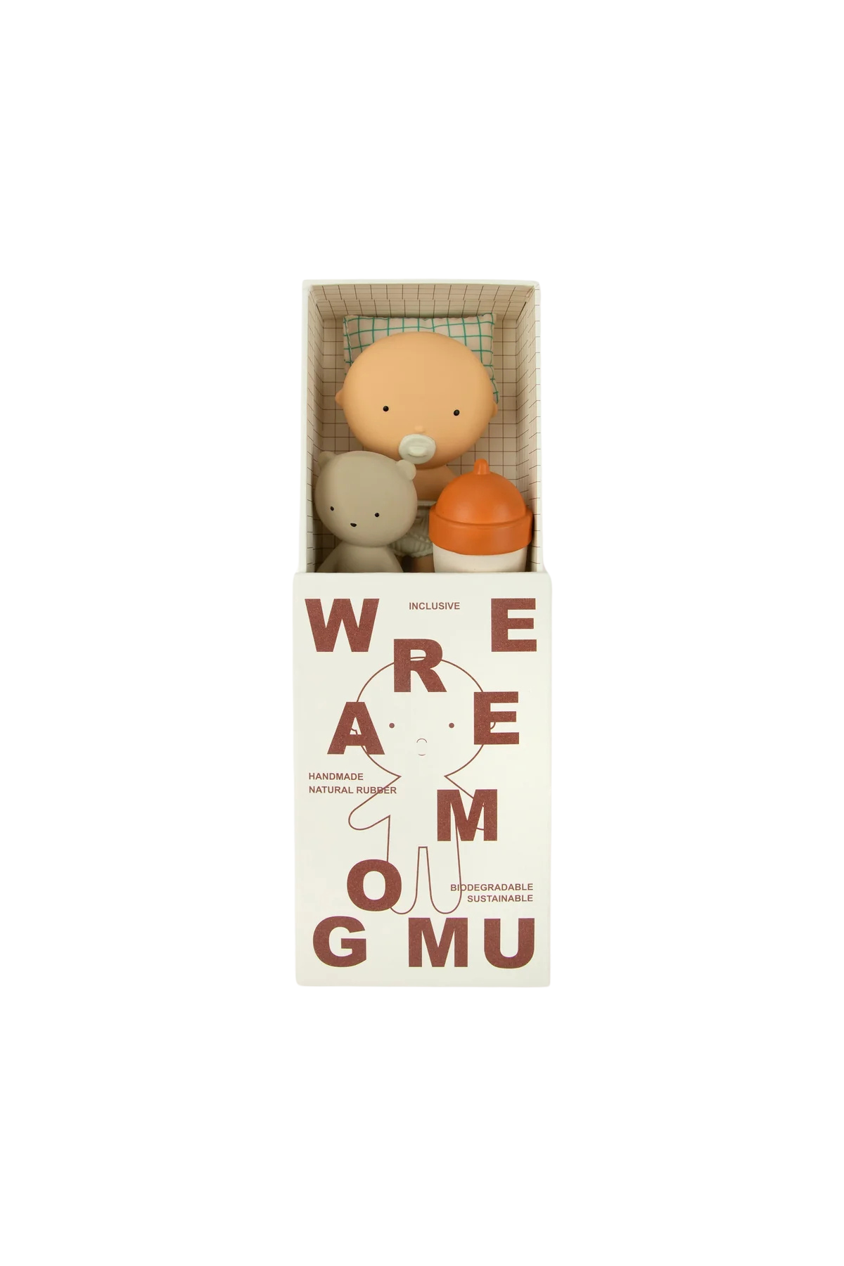 Pocket speelset met babypopje en beertje vanille in doosje | Gommu