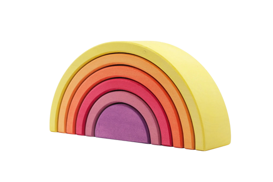 Kleine gele houten regenboog van Ocamora met 6 losse bogen