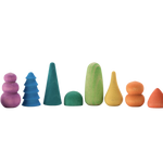 Tien kleine houten regenboogbonsais van Ocamora in verschillende vormen