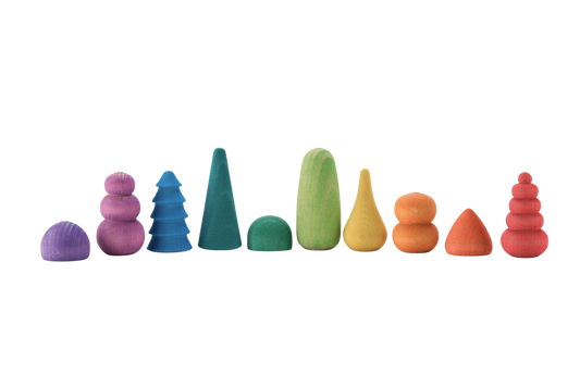 Tien kleine houten regenboogbonsais van Ocamora in verschillende vormen