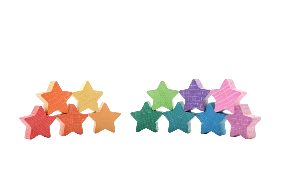 Houten regenboogsterren, 12-delig, Ocamora