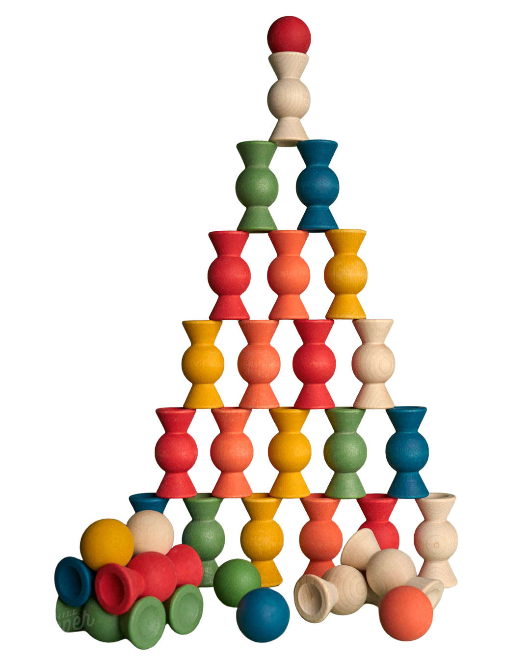 Chill Pepper Sweets Forest Fruits, gestapelde toren van houten snoepjes in bosvruchtenkleuren