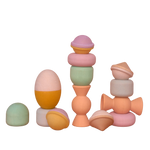 Chill Pepper Treats, houten stapel- en tolspel in pastelkleuren met een geel Magic Egg