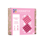 Twee grote CONNETIX magnetische basisplaten in roze en berry doos