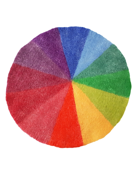 Ronde vilten kleurencirkel van Bauspiel met twaalf kleurvlakken en een diameter van 50 cm