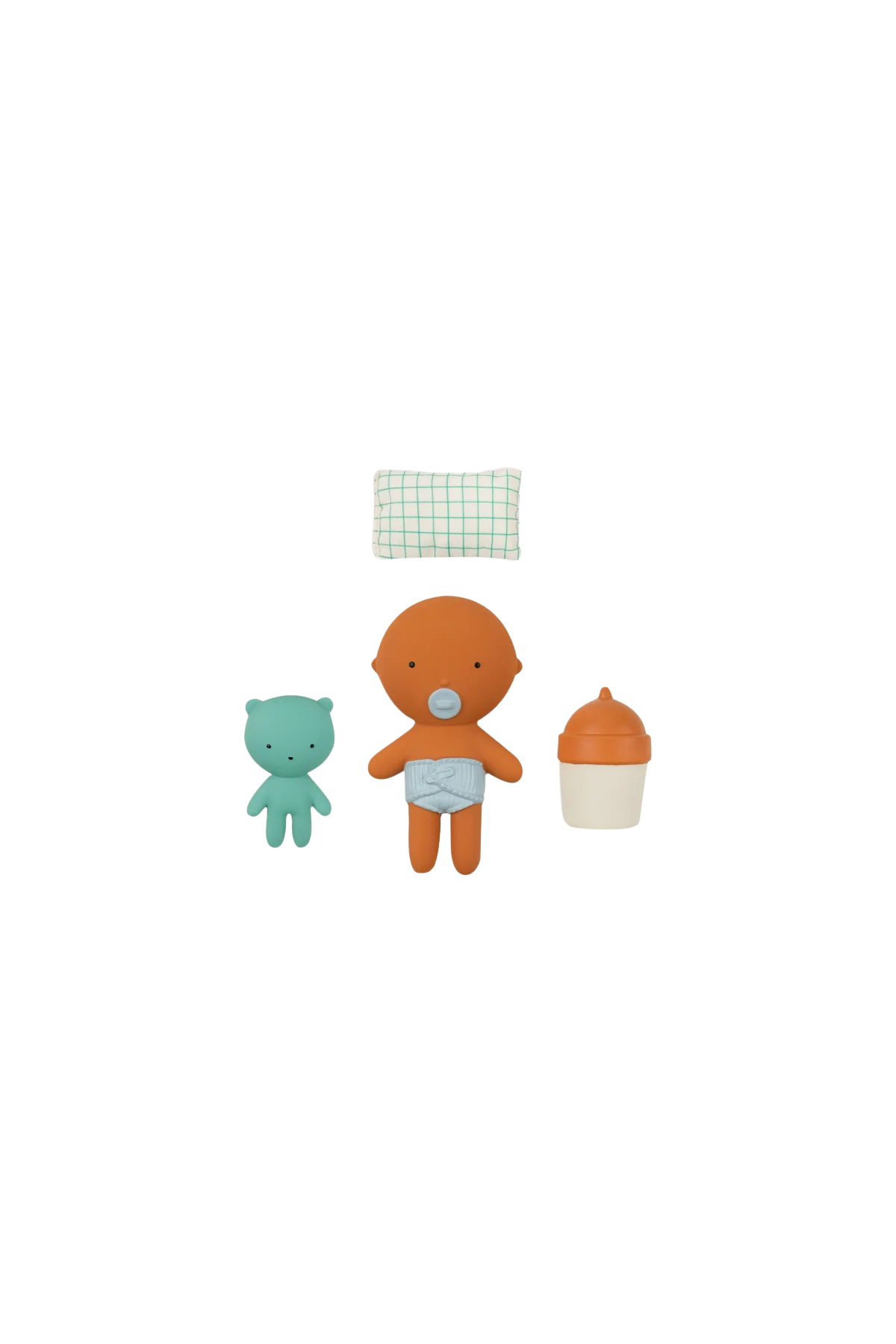 Pocket speelset met babypopje en beertje | Gommu
