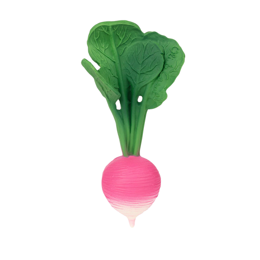 Oli&Carol bijtring Ramona the Radish, vorm van een radijsje met blad