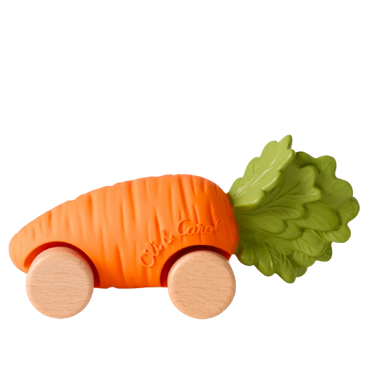 Oli&Carol speelgoedautootje Cathy the Carrot, wortelvorm op houten wieltjes