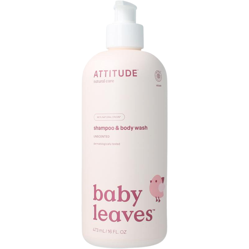 ATTITUDE Baby Leaves 2-in-1 shampoo parfumvrij fles 473 ml