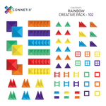 CONNETIX Rainbow Creative Pack met 102 magnetische tegels in regenboogkleuren. Losse onderdelen
