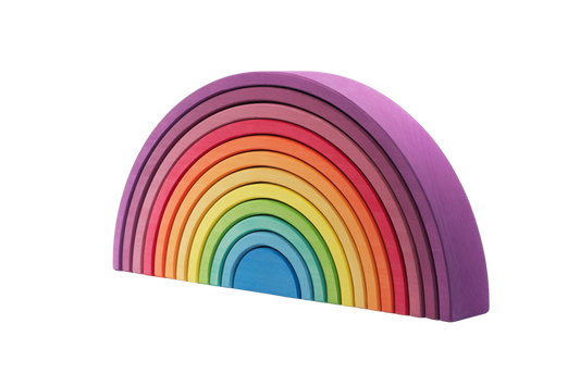 Grote paarse houten regenboog van Ocamora met 12 losse bogen