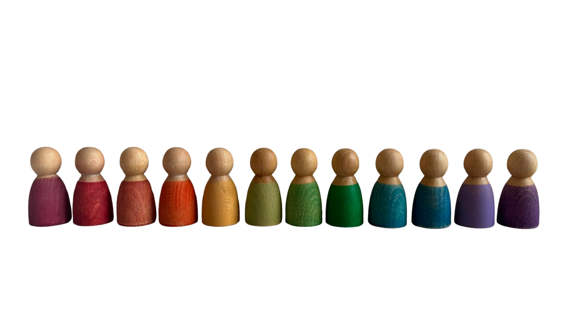 Regenboog houten poppetjes, 12-delig | Ziggy Natural Play