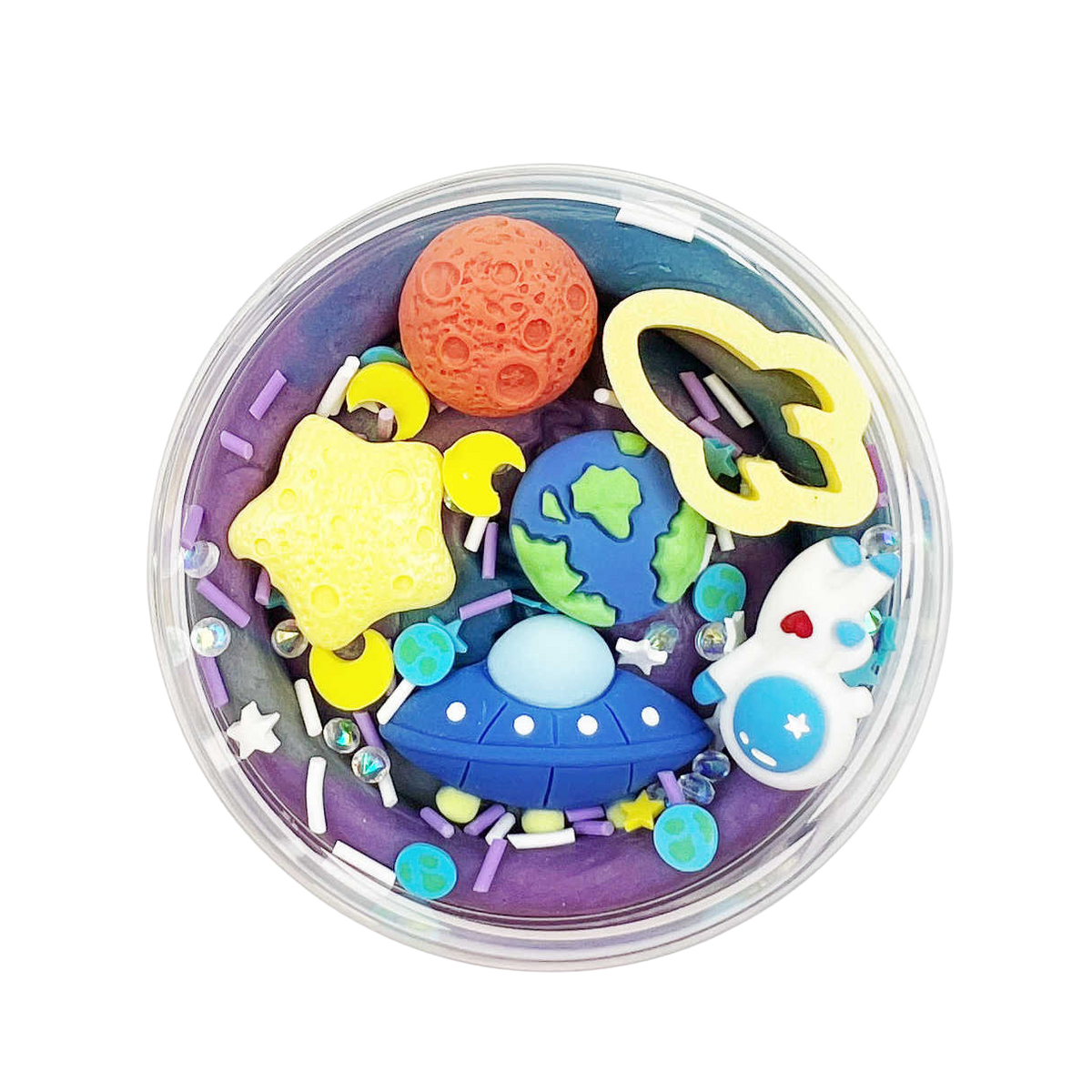 Space Surprise Pot van Invitation to Imagine met Galaxy speelklei en ruimtefiguurtjes