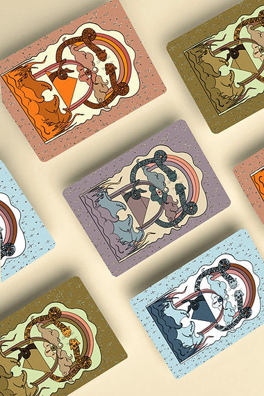Mama Terra Samen Stilstaan Carddeck kaarten met regenboogillustratie