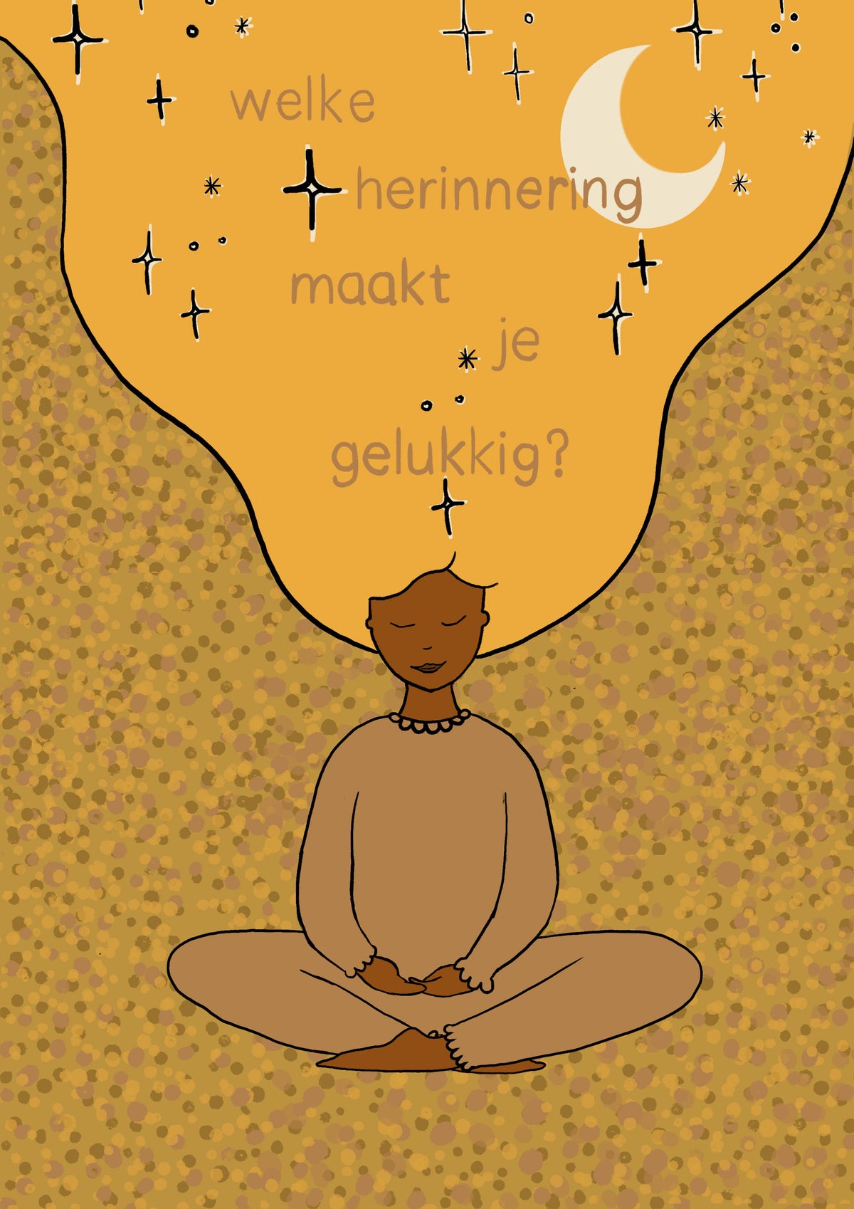 Mama Terra Samen Stilstaan Carddeck kaart met vraag en illustratie