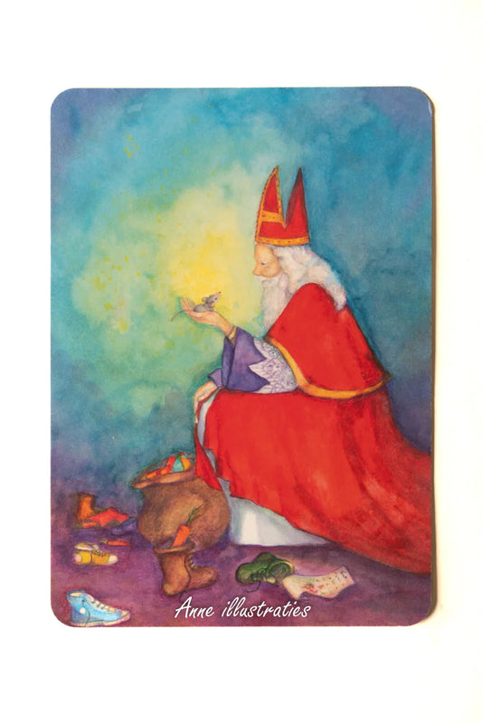 Vertelkaart, Die malle verstrooide sint, Anne Illustraties