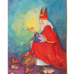 Vertelkaart Die malle verstrooide sint, Anne Illustraties, met transparante achtergrond