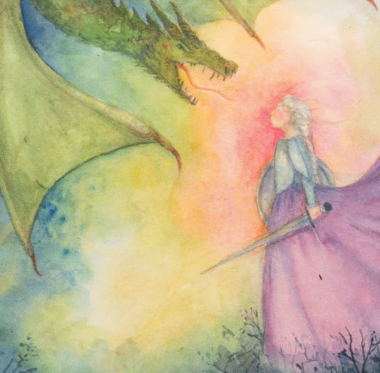 Ansichtkaart Drakenstrijd, Anne Illustraties